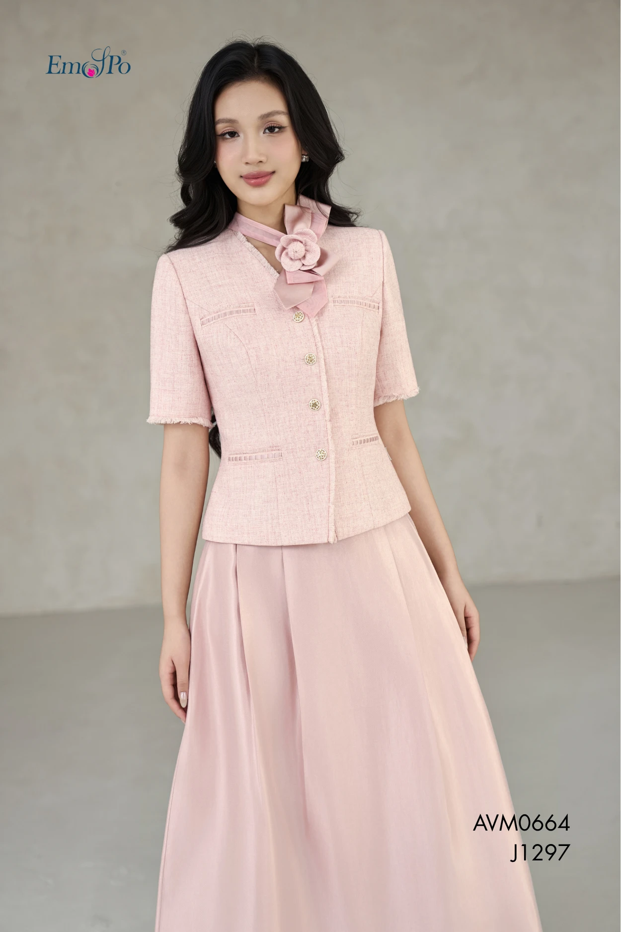 Áo vest tweed hồng Rosé Tweed AVM0664